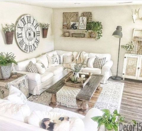farmhous white living room decorating ideas