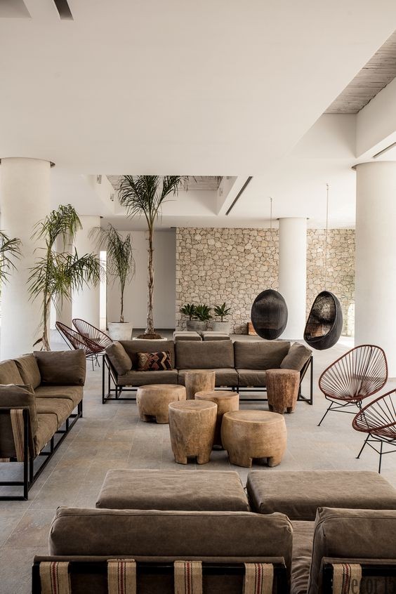 Boho Living Room Wood Interior Design 2024 