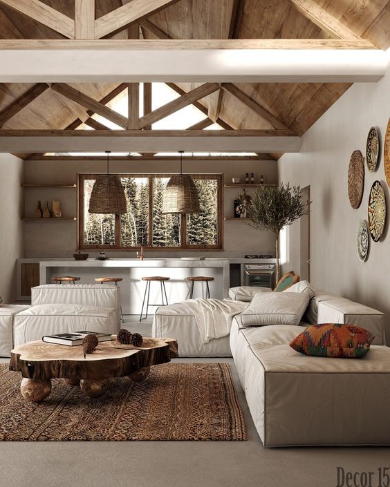 Living Room Wood Interior Design 2024 