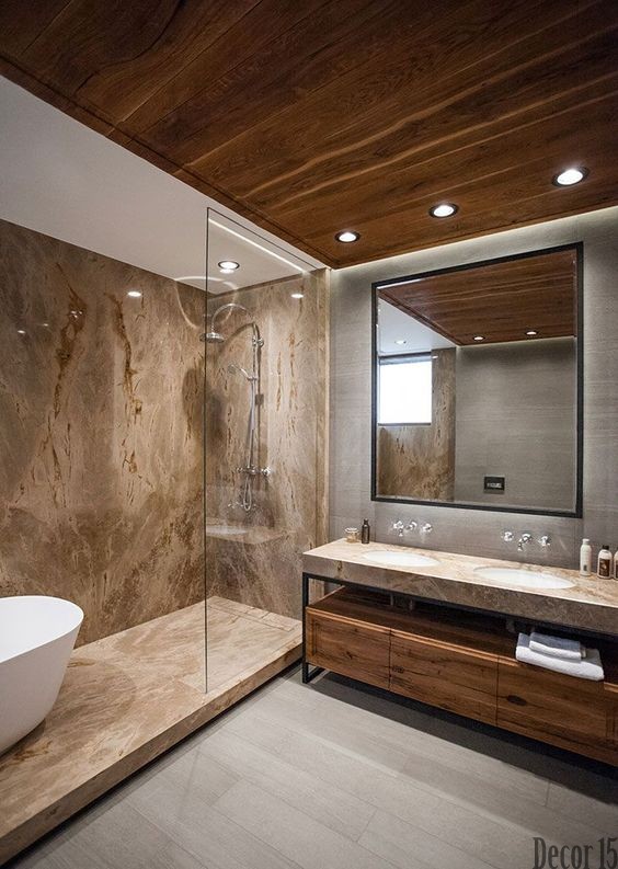 luxury bathroom wood design 2024