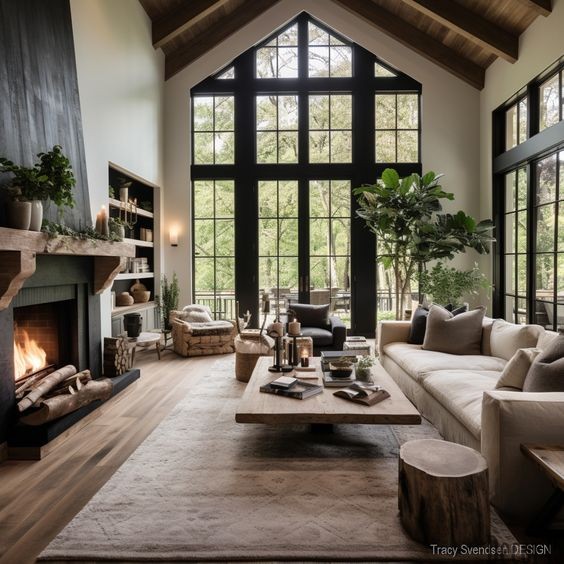 Rustic Living Room Wood Interior Design 2024 